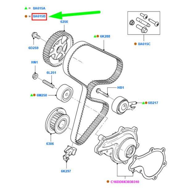NEW FORD C-MAX MK1 WATER PUMP TIMING BELT KIT 2008684 3M5Q-8B596-AB ORIGINAL - Image 3