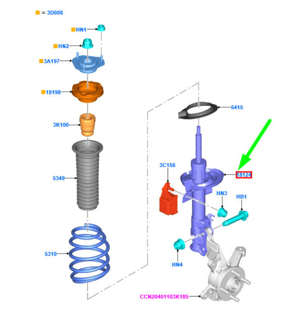 NEW GENUINE OEM 2037976 NEW FORD FIESTA WT MK6 FRONT LEFT SHOCK ABSORBER 2037976 C1BC-18K001-PE ORIGINAL