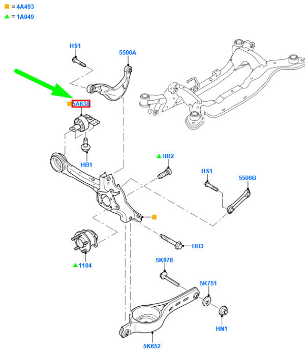 NEU OEM ORIGINAL 2040703 NEW FORD MONDEO MK4 REAR RIGHT CONTROL ARM SOCKET 6G91-5K896-BA 2040703