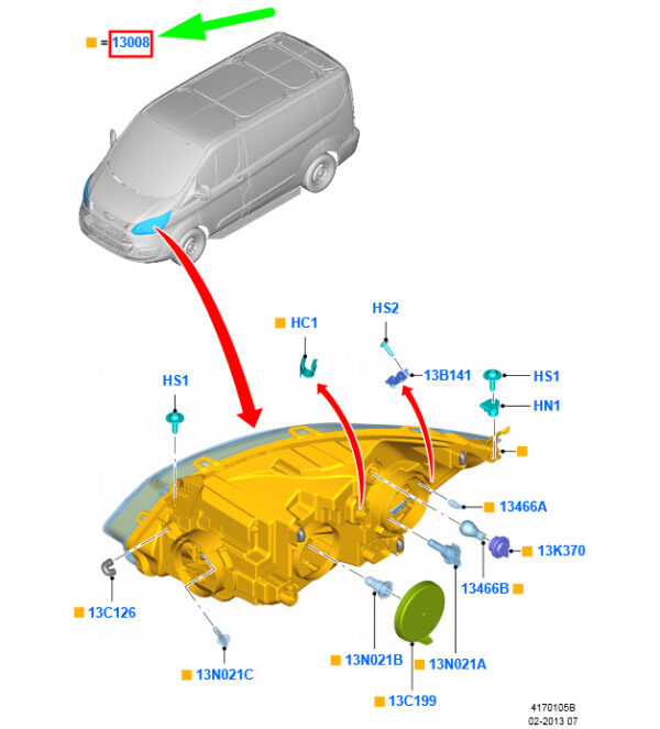 NEW GENUINE OEM 2045130 NEW FORD TOURNEO CUSTOM FRONT LEFT HEADLIGHT LHD 2045130 GK21-13D153-BA ORIGINAL