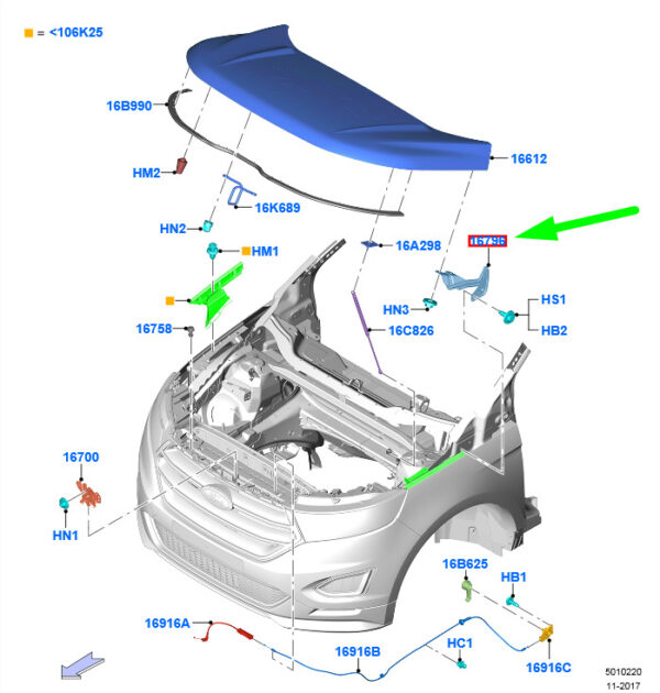 NEW FORD RAND MK2 RIGHT HOOD HINGE ARMS FT4B-R16800-AC FRONT 2049590 - Image 3