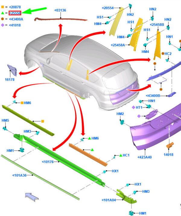 NEW FORD GALAXY MK3 REAR LEFT DOOR MOLDING EM2B-R254A77-AD5YZ9 2108408 ORIGINAL - Image 3