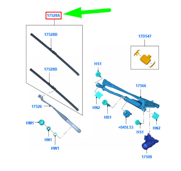 NEW FORD FIESTA WT MK6 FRONT WIPER BLADE SET LHD GA6J-S17528-AA 2120651 ORIGINAL - Image 3