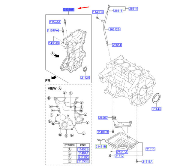 2135003110 Hyundai i30 MK3 Control Chain Cover 2135003110