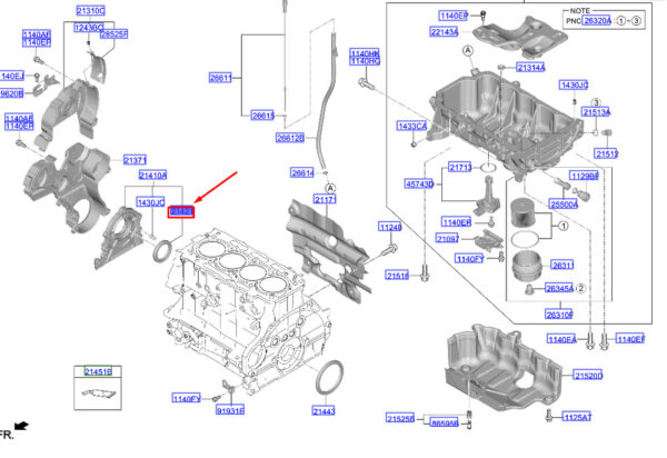 213612U000 Hyundai Tucson NX4 MK4 Oil Gasket for Front Cover 213612U000