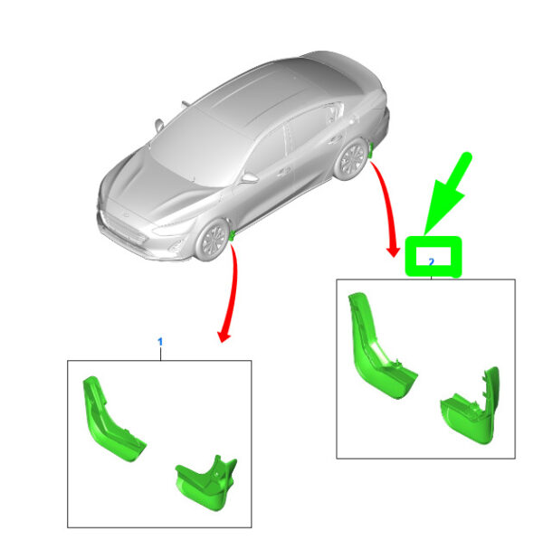 NEW GENUINE OEM 2136901 NEW FORD FOCUS C519 MK4 REAR MUDGUARD FLAP KIT 2136901 AMJX7J-A286A12-AA
