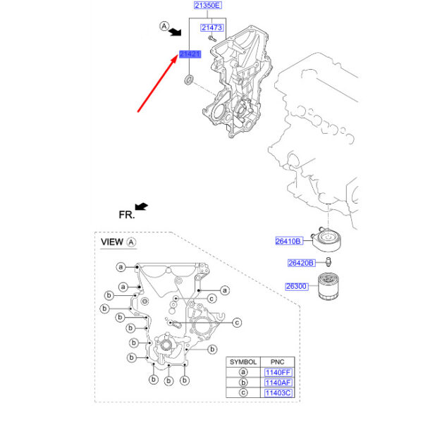 214212B030 Hyundai Kona MK1 Control Chain/Oil Pump Cover Oil Gasket 214212B030 NEW ORIGINAL