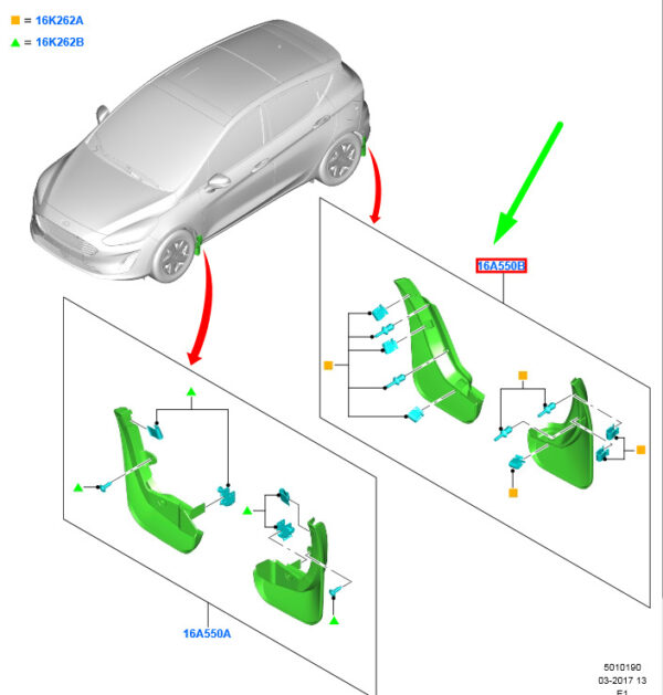NEW GENUINE OEM 2161535 NEW FORD FIESTA MK7 REAR MUDGUARD FLAP SET 2161535 AMH1BJ-286A12-AA ORIGINAL