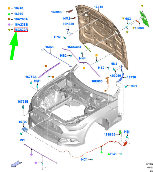 NEW FORD MUSTANG MK6 FRONT HOOD RIGHT SCOOP ASSY 2179170 ORIGINAL - Image 3