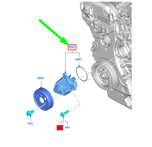 NEW FORD FOCUS C346 MK3 WATER PUMP KIT ME1S7J-8501-CA 2183873 ORIGINAL - Image 3