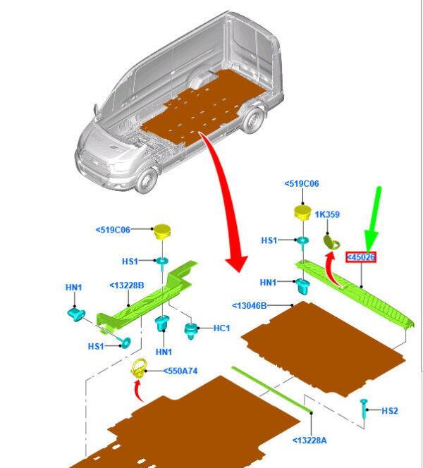 NEU FORD TRANSIT MK4 FLOOR HECKVERZIERUNGSKANEEL ABDECKUNG ASSY 2191778 ORIGINAL - Image 3