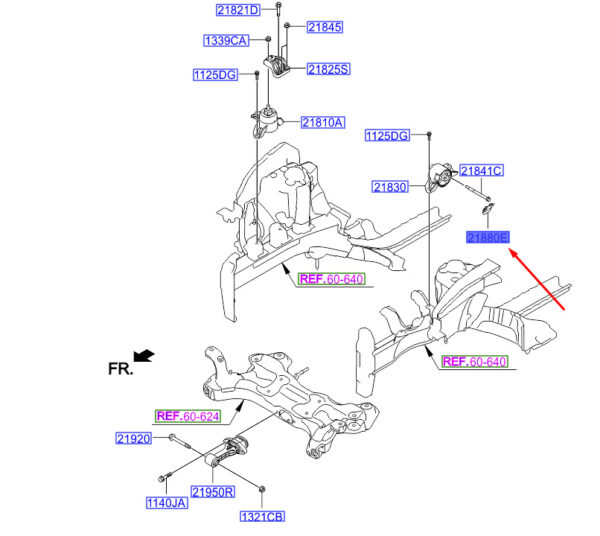 21950A5000 Hyundai i30 MK3 Roll Bar Mount 21950A5000