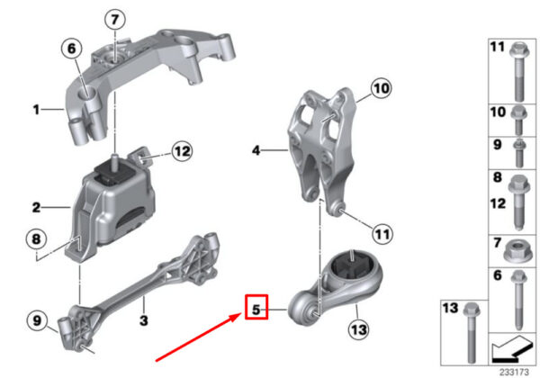 NEW MINI LANDSMANN R60 ENGINE SUSPENSION RUBBER 22119806994 HOLDER ORIGINAL - Image 4