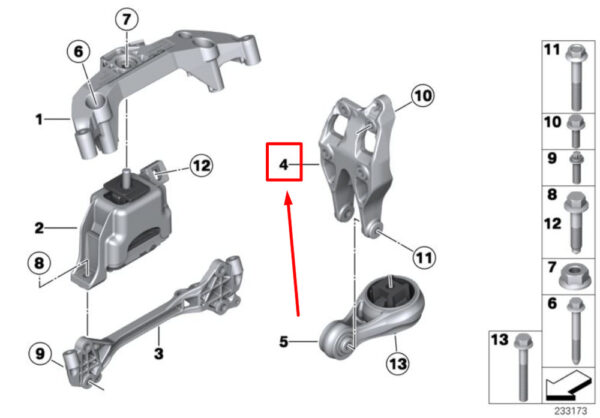 NEW MINI LANDS R60 ENGINE SWIVEL BEARING MOUNT 22119812036 ORIGINAL - Image 4