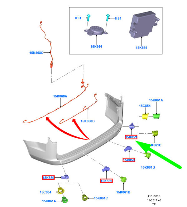 NEW FORD TOURNEO CUSTOM REAR PARKING AID SYSTEM SENSOR 2212315 - Image 3