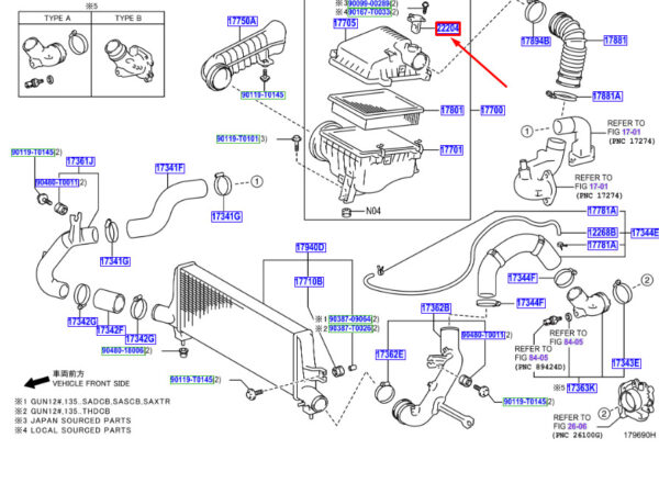 2220430030 TOYOTA HILUX MK8 INTAKE AIR FLOW METER 2220430030 NEW GENUINE