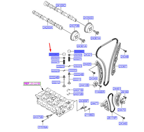 222262G008 Hyundai Santa Fe MK3 DM Valve Pestle 222262G008 NEW ORIGINAL