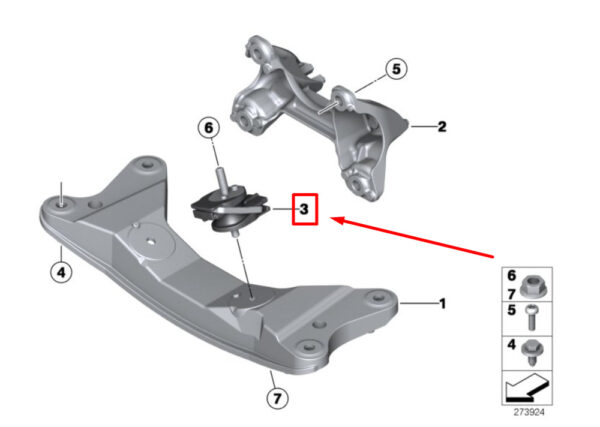 BMW 2 COUPE F22, F87 REAR GEARBOX MOUNT 6796619 22316796619 NEW ORIGINAL - Image 4