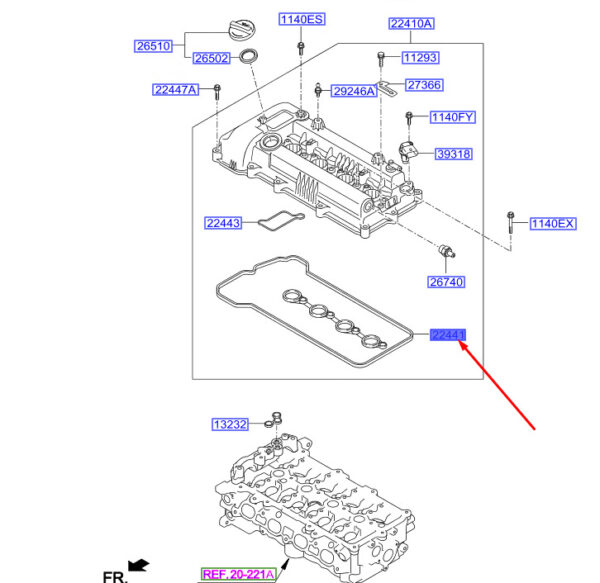 224412B800 Hyundai i30 MK3 cylinder head cover seal 224412B800