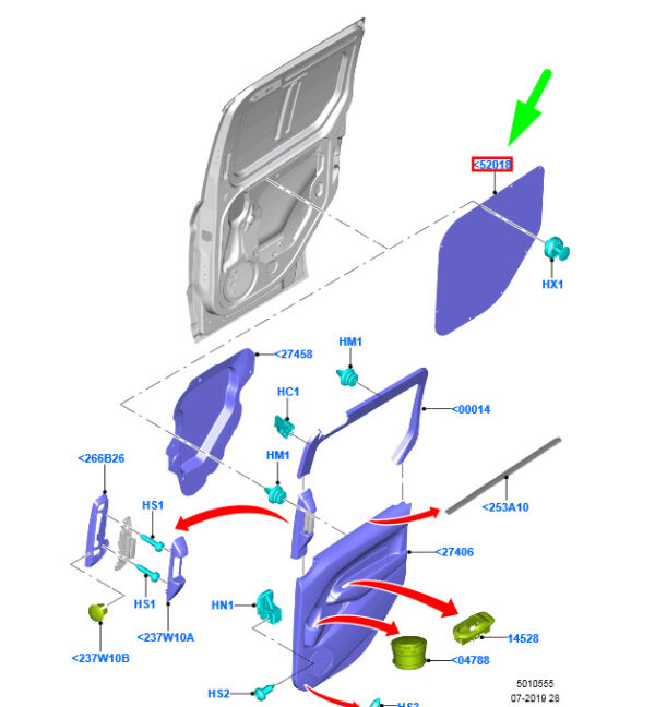 NEW FORD TOURNEO CONNECT MK2 SLIDING DOOR LEFT TRIM PANEL 2244966 ORIGINAL - Image 3