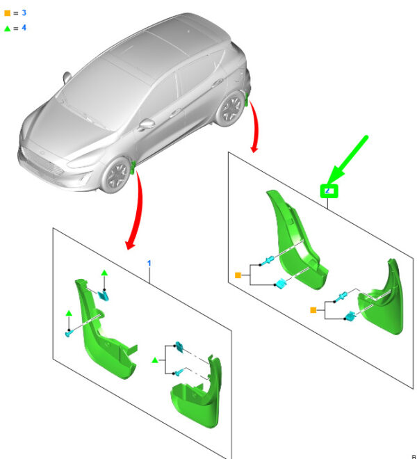NEW FORD FIESTA MK7 REAR MUDGUARD FLAP SET AMJ1BJ-286A12-AA 2267242 ORIGINAL - Image 3