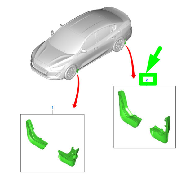 NEW GENUINE OEM 2269105 NEW FORD FOCUS C519 MK4 ESTATE REAR MUDGUARD FLAP KIT 2269105 ORIGINAL