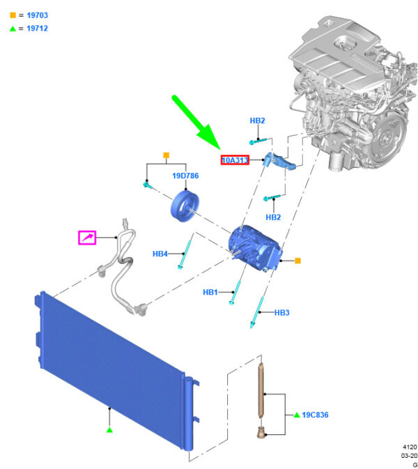 NEW FORD FOCUS C519 MK8 A/C CONDENSER/COMPRESSOR BRACKET 2274666 ORIGINAL - Image 3