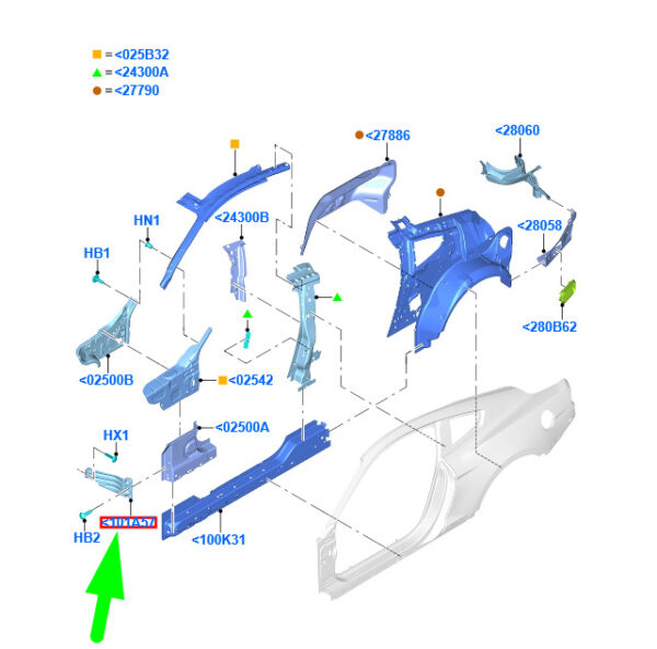NEW FORD MUSTANG CONVERTIBLE MK6 LEFT SIDE MEMBER REINFORCEMENT 2279202 ORIGINAL - Image 3