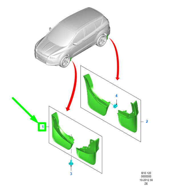 NEW FORD KUGA C520 MK2 FRONT MUDGUARD FLAP SET 2294536 AMHV4J-16G574-AA ORIGINAL - Image 3