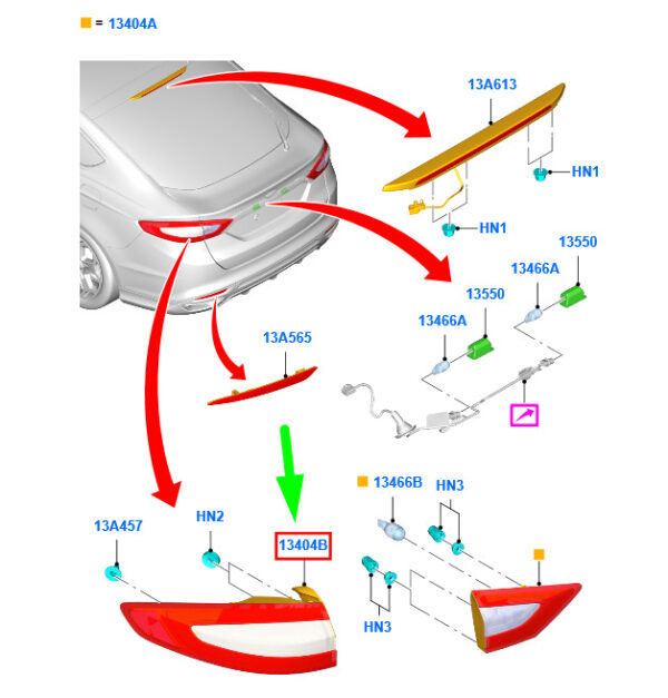 NEW FORD MONDEO MK5 REAR RIGHT OUTER TAILLIGHT 2345653 DS73-13404-FK ORIGINAL - Image 3