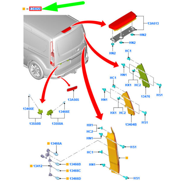 NEW GENUINE OEM 2390056 NEW FORD TOURNEO CONNECT MK2 REAR LEFT TAILLIGHT 2390056 DT11-13405-AD ORIGINAL