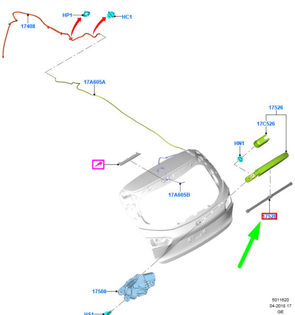 NEW GENUINE OEM 2407539 NEW FORD FOCUS ESTATE C519 MK4 REAR WIPER BLADE 2407539 KX7J-N17402-AA ORIGINAL