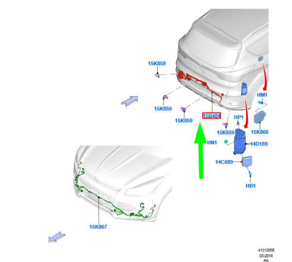 NEW FORD KUGA C520 MK2 REAR PARKING DISTANCE AID SENSOR WIRE 2416233 ORIGINAL - Image 3