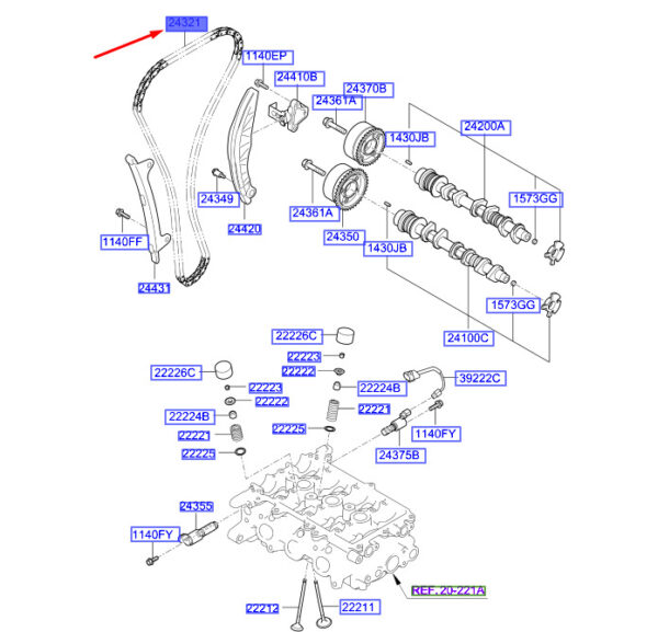2432104070 Hyundai Kona MK1 Control Chain 2432104070
