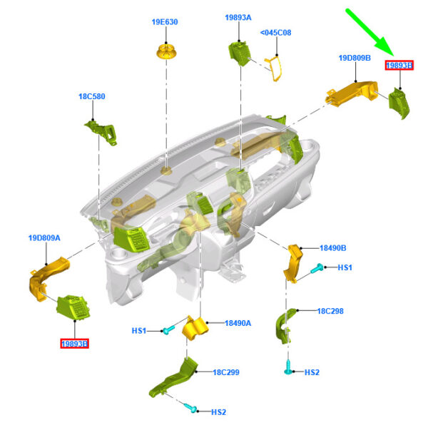 NEW GENUINE OEM 2436802 NEW FORD TRANSIT MK4 DASHBOARD RIGHT AIR VENT LOUVRE ASSY 2436802 ORIGINAL