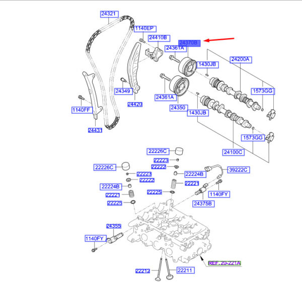 2437004000 Hyundai Kona MK1 Exhaust Constant Variable Valve Control 2437004000 NEW