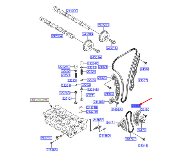 244612G350 Hyundai Santa Fe MK3 DM tensioning arm 244612G350 NEW ORIGINAL