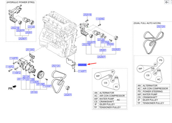 2525325001 Hyundai Santa Fe MK3 DM Air Conditioning Lower Mount 2525325001 NEW ORIGINAL