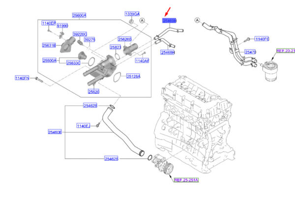 254692GGA0 KIA SPORTAGE QL MK4 Water From Throttle Body Hose Assy 254692GGA0 NEW GENUINE
