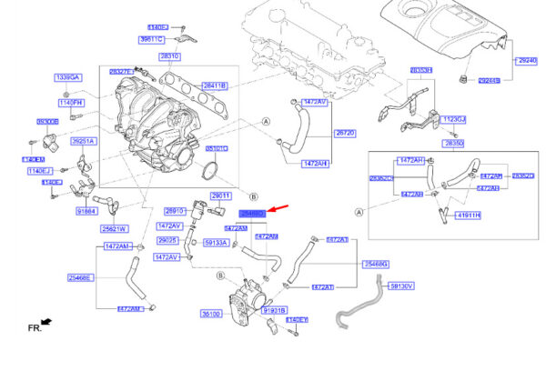 254722B710 Hyundai Kona MK1 Wasserschlauch D Assy 254722B710 NEU ORIGINAL