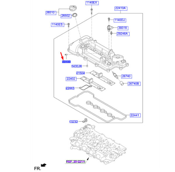 2562102550 Hyundai Kona MK1 rocker arm cover nipple 2562102550 NEW ORIGINAL