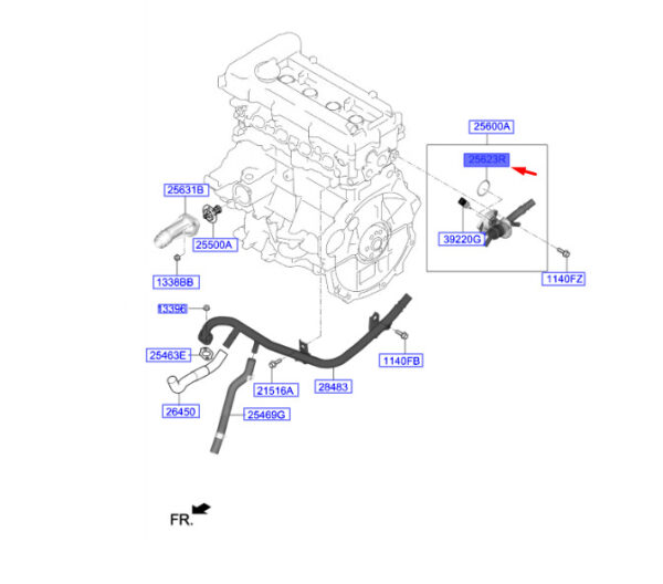 256232B000 Hyundai Kona MK1 Coolant Temperature Control-O-Ring 256232B000 NEW ORIGINAL