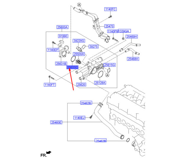 256332G000 Hyundai Santa Fe MK3 DM Gasket for Water Inlet Faucet 256332G000part