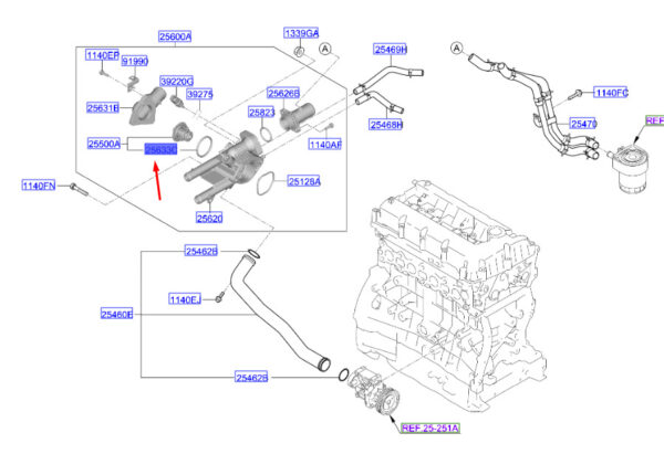 256422GGA0 KIA SPORTAGE QL MK4 Thermostat Gasket 256422GGA0 NEW GENUINE