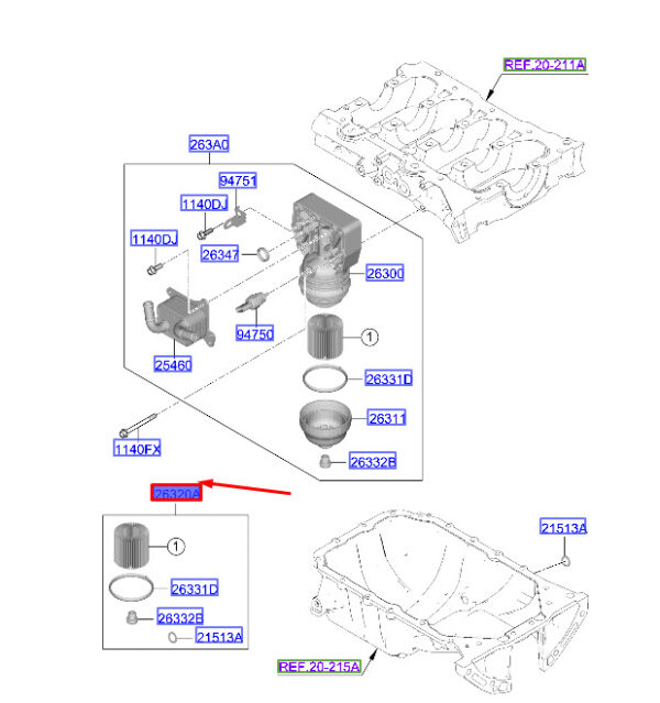 263502J000 Hyundai Tucson NX4 MK4 Oil Filter Service Kit 263502J000