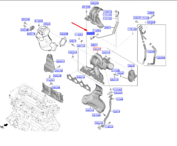 Hyundai Kona MK1 Turbo Oil Supply Gasket 282412B700 NEW ORIGINAL - Image 3