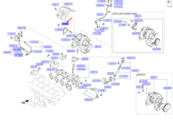 282862F000 Hyundai Santa Fe MK3 DM Turbo Outlet Gasket 282862F000