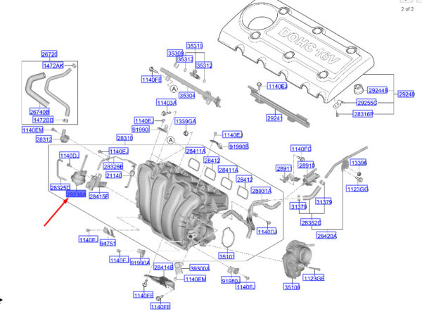 283212G000 Hyundai Santa Fe MK3 DM actuator for variable intake system 283212G000part