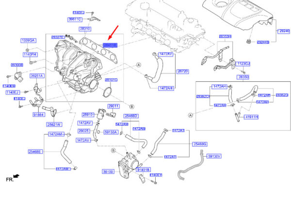 284112B600 Hyundai Kona MK1 intake manifold gasket 284112B600