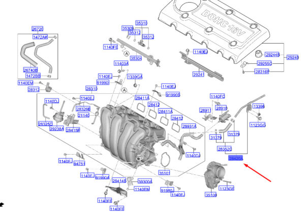 289322G000 Hyundai Santa Fe MK3 DM Unterdruckrohr und Schlauchbaugruppe 289322G000 Original